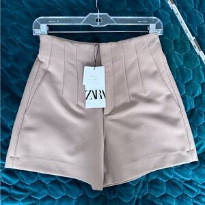 Zara High Waist Shorts in Light Brown